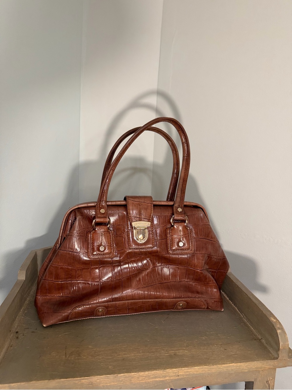 Liz Claiborne Brown Croc-Embossed Shoulder Bag